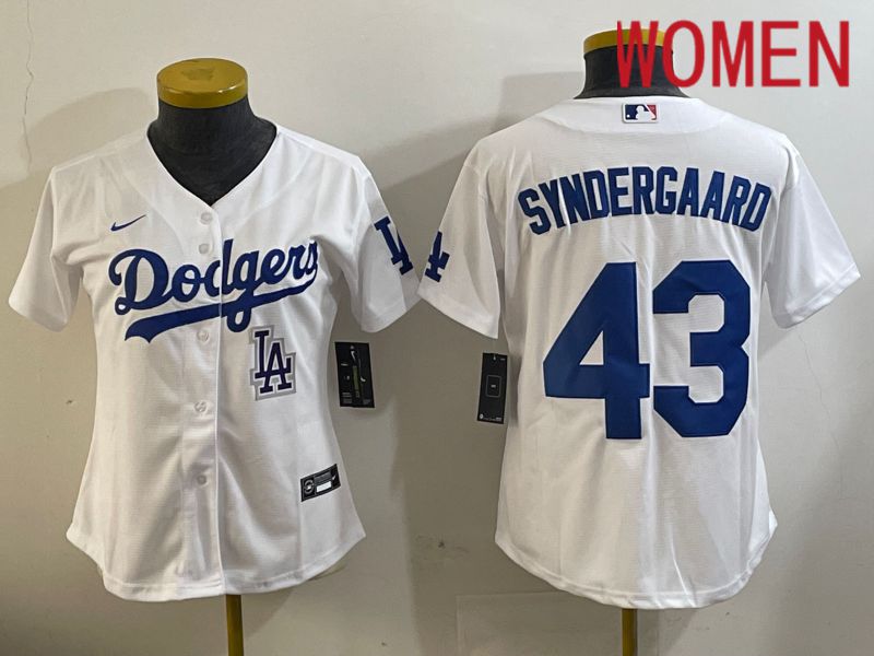 Women Los Angeles Dodgers #43 Syndergaard White Game 2024 Nike MLB Jersey style 11205